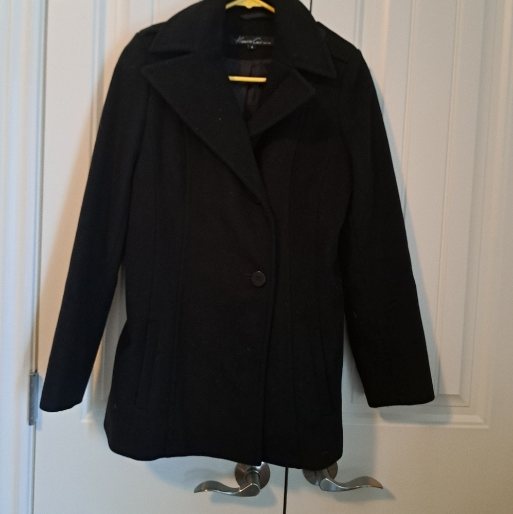 Ladies KENNETH COLE wool single breasted jacket peacoat navy blue coastal size 6 - Picture 11 of 12